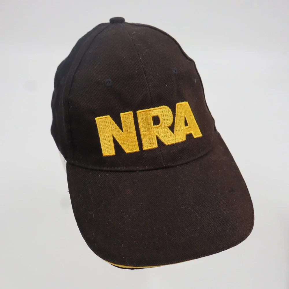 NRA Baseball Cap Black Yellow Embroidered Hat American Flag Adjustable‎ Cotton